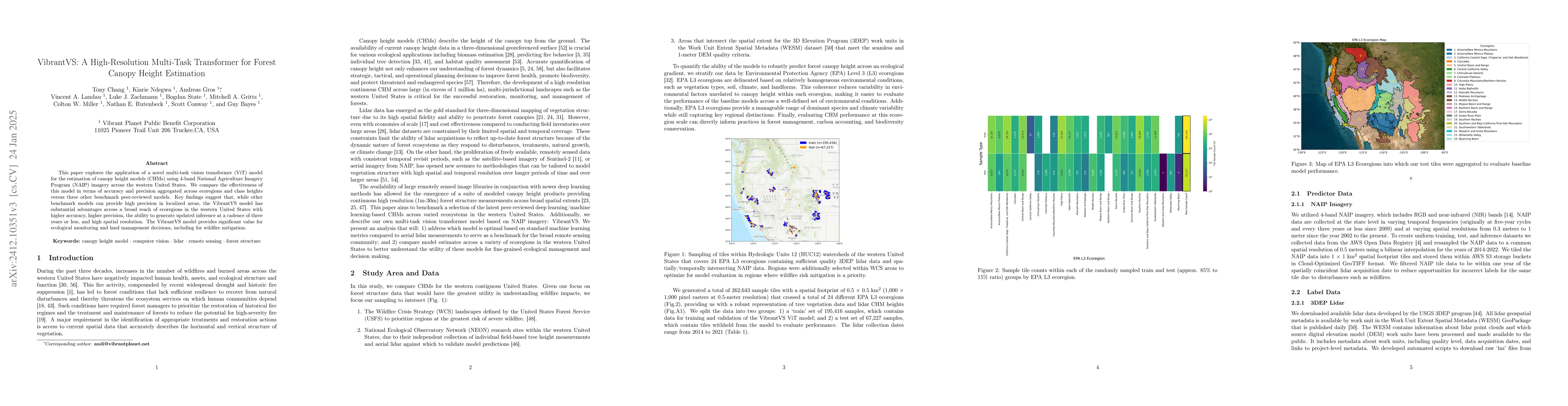 Thumbnail for VibrantVS: A high-resolution multi-task transformer for forest canopy
  height estimation