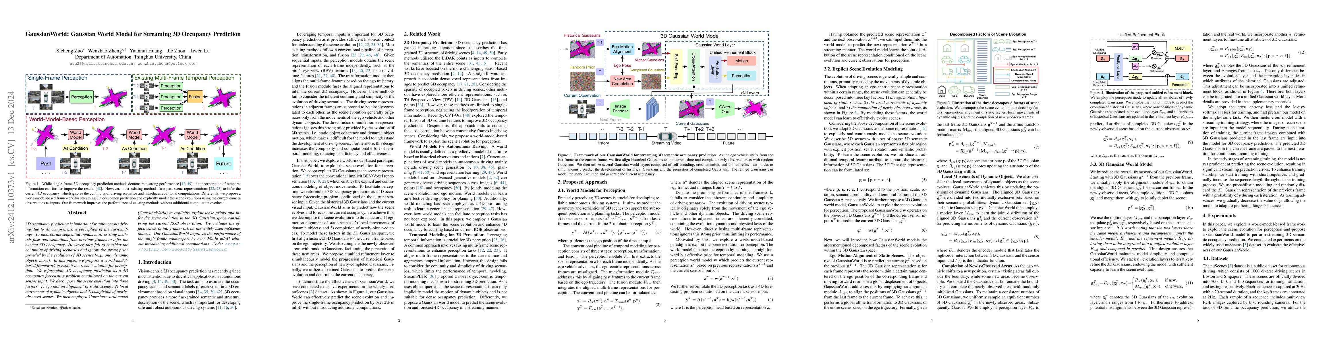 Thumbnail for GaussianWorld: Gaussian World Model for Streaming 3D Occupancy
  Prediction