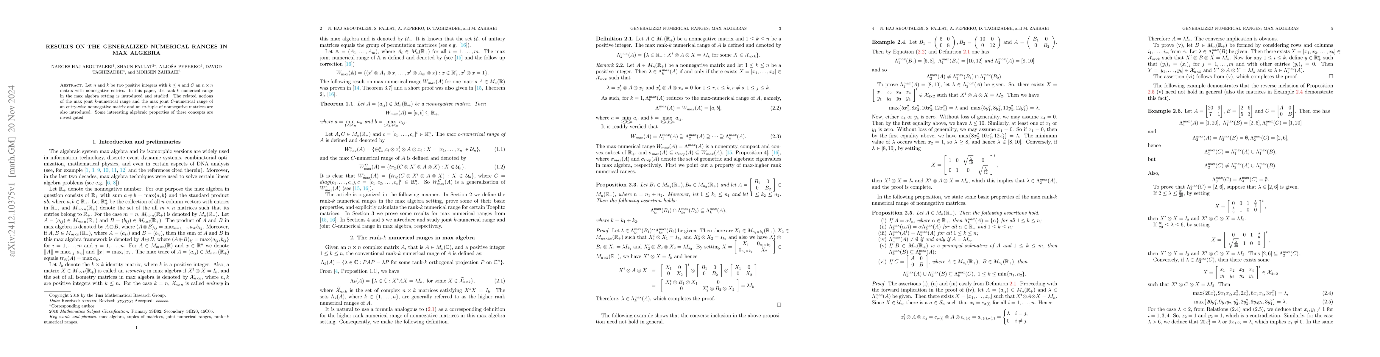 Thumbnail for Results on the generalized numerical ranges in max algebra