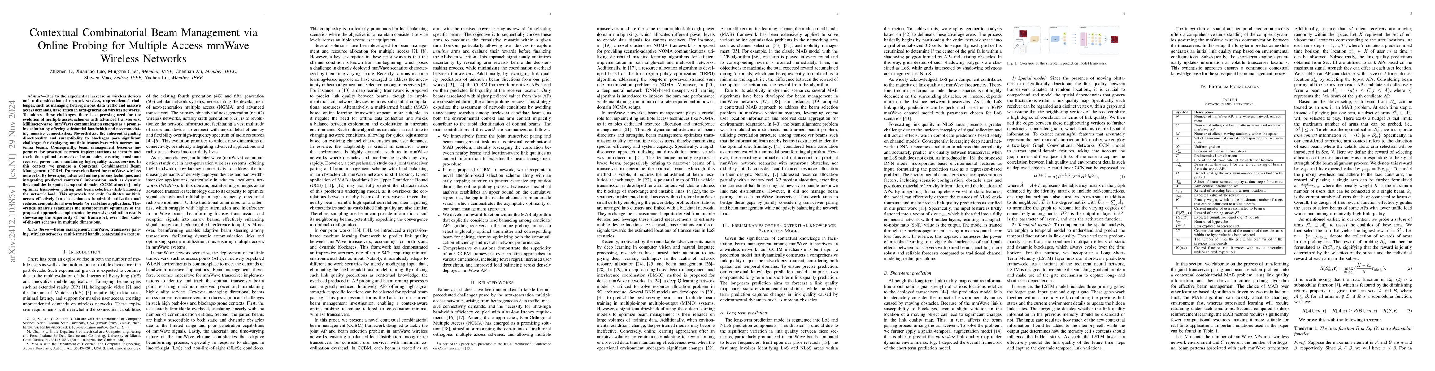 Thumbnail for Contextual Combinatorial Beam Management via Online Probing for Multiple
  Access mmWave Wireless Networks