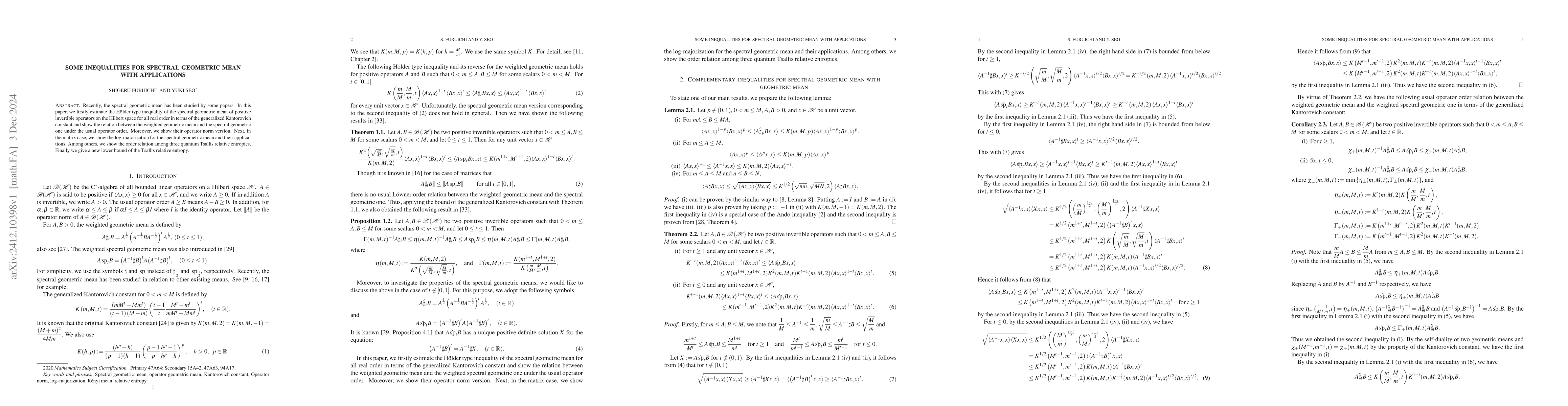 Thumbnail for Some inequalities for spectral geometric mean with applications