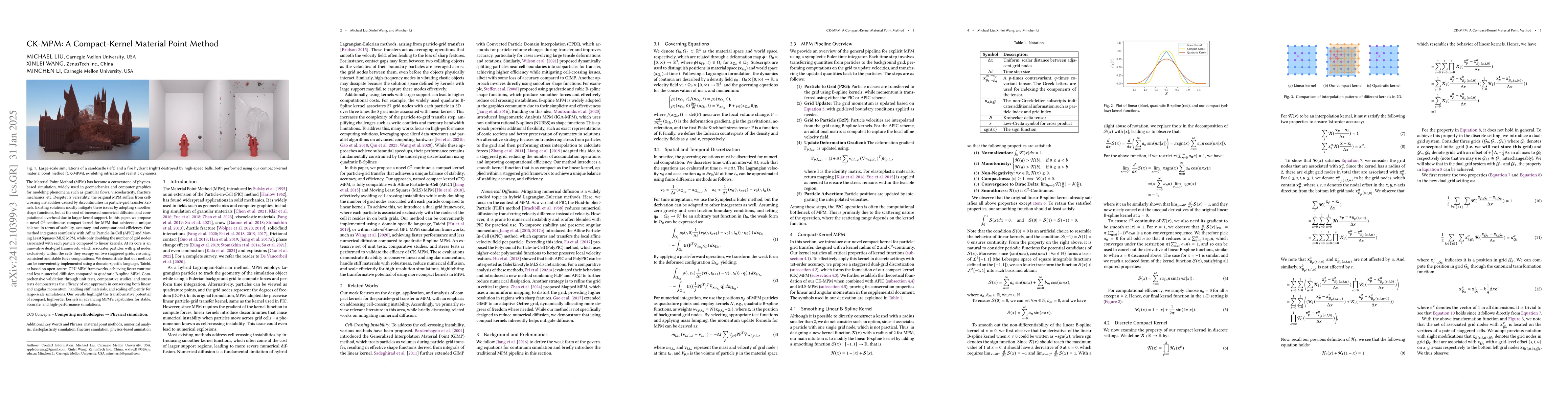 Thumbnail for CK-MPM: A Compact-Kernel Material Point Method