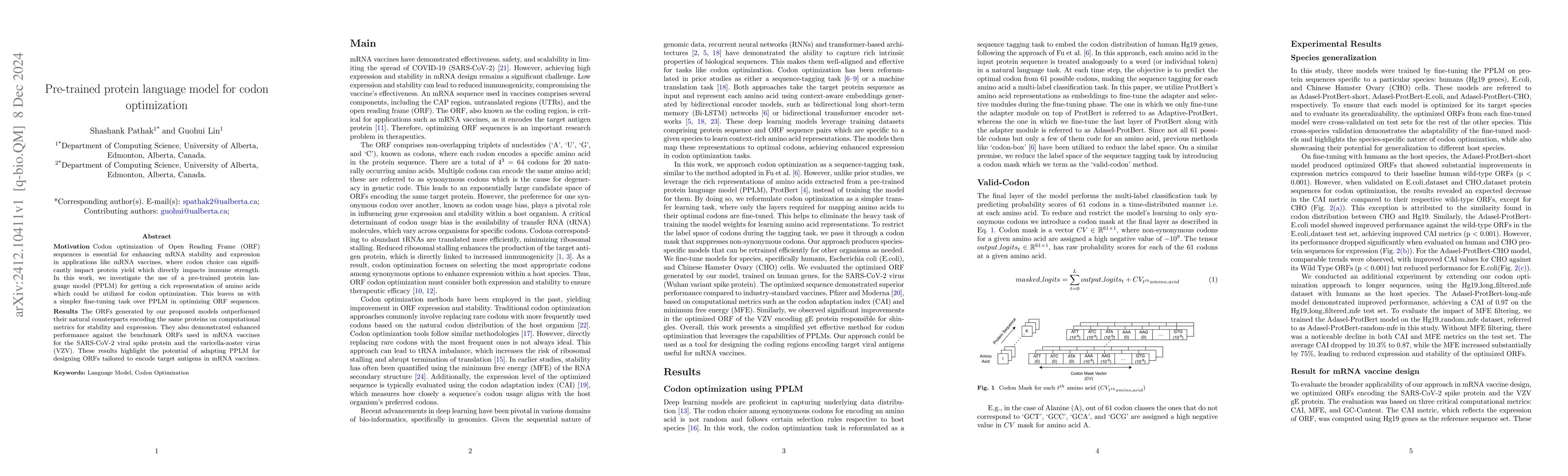 Thumbnail for Pre-trained protein language model for codon optimization