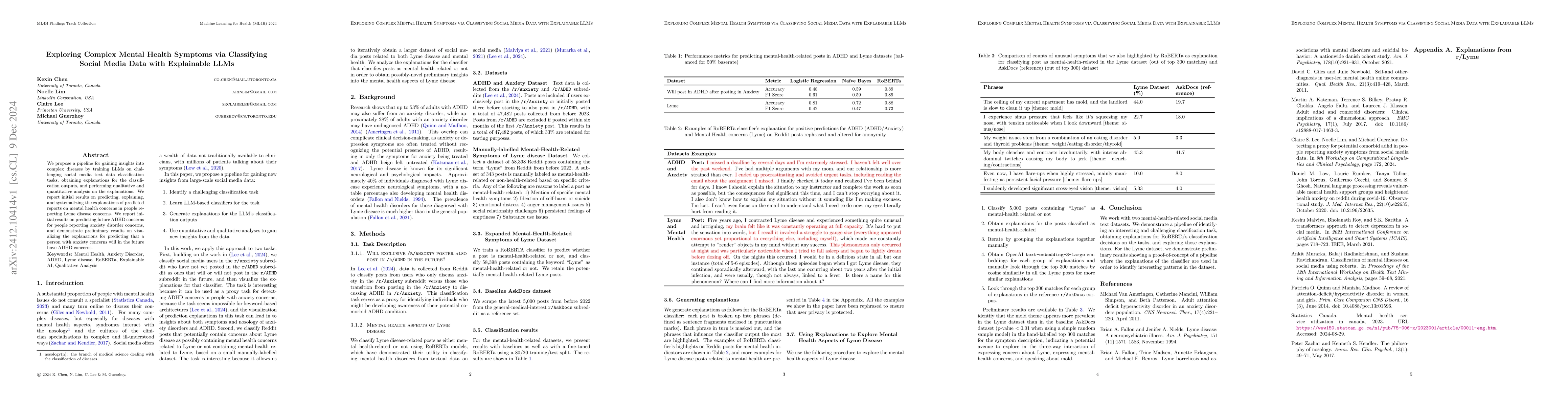 Thumbnail for Exploring Complex Mental Health Symptoms via Classifying Social Media
  Data with Explainable LLMs