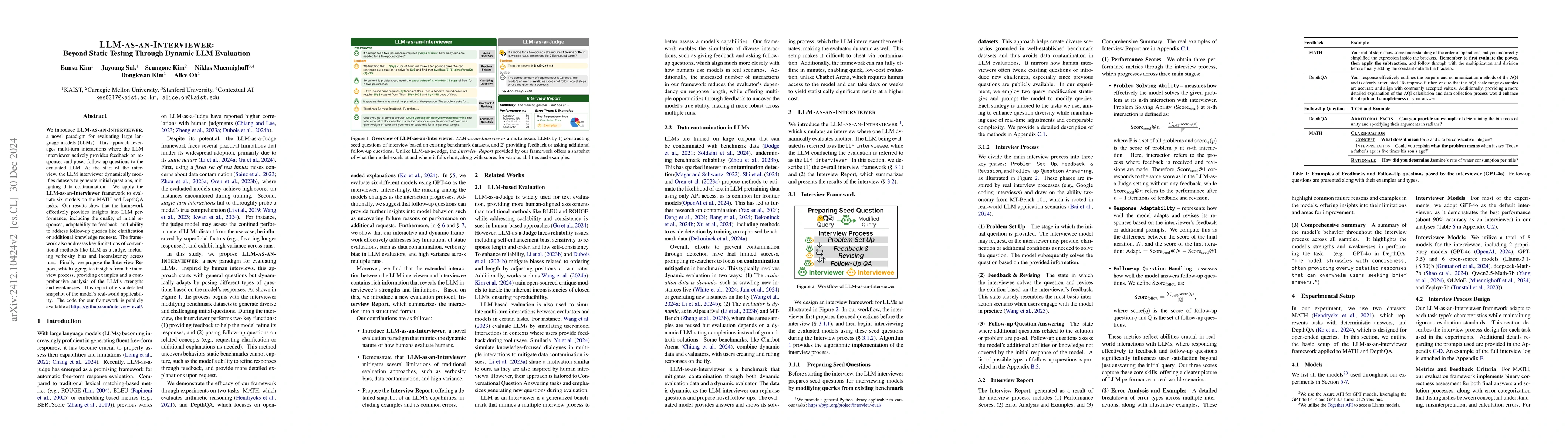 Thumbnail for LLM-AS-AN-INTERVIEWER: Beyond Static Testing Through Dynamic LLM
  Evaluation