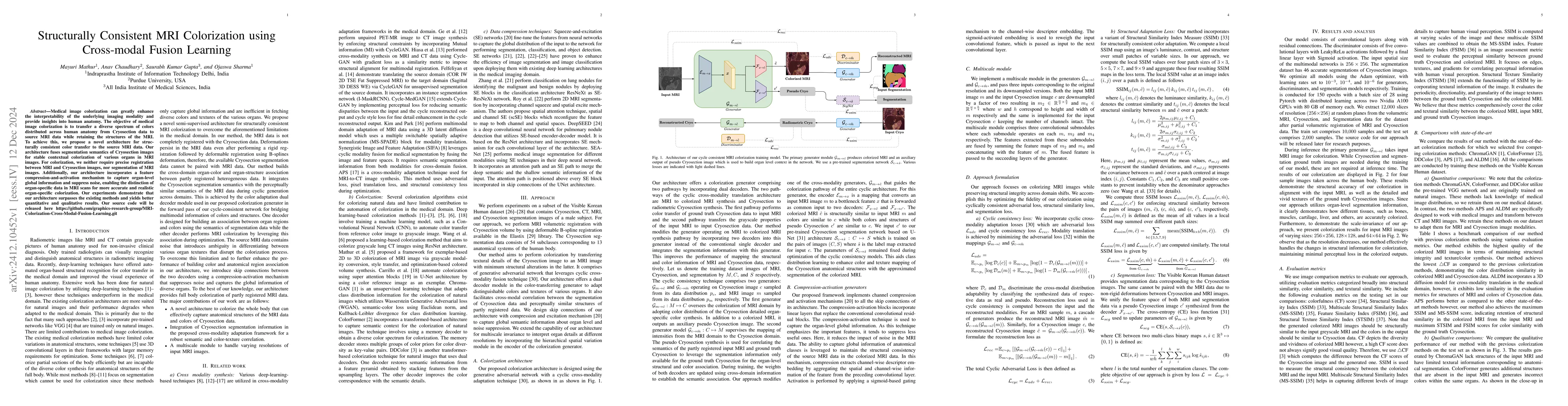 Thumbnail for Structurally Consistent MRI Colorization using Cross-modal Fusion
  Learning