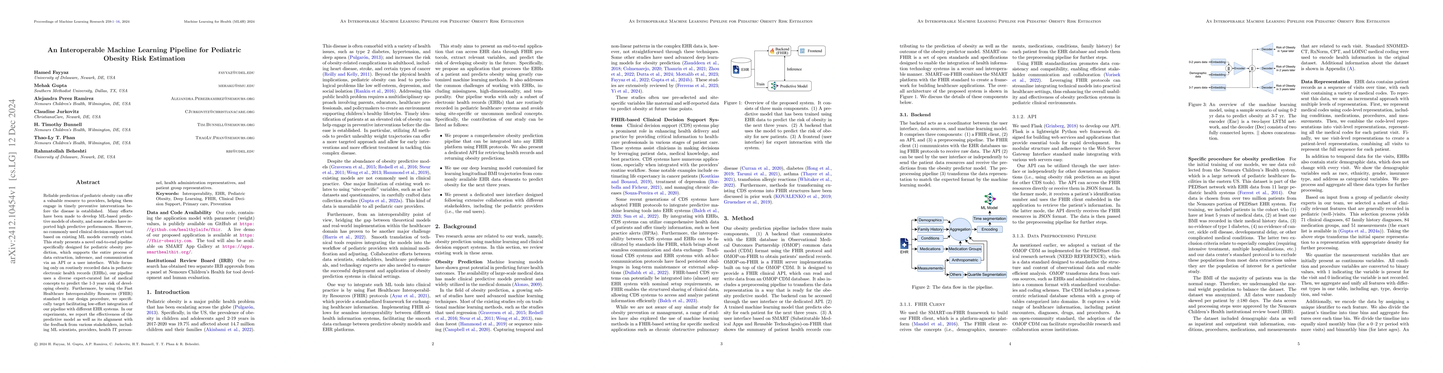 Thumbnail for An Interoperable Machine Learning Pipeline for Pediatric Obesity Risk
  Estimation