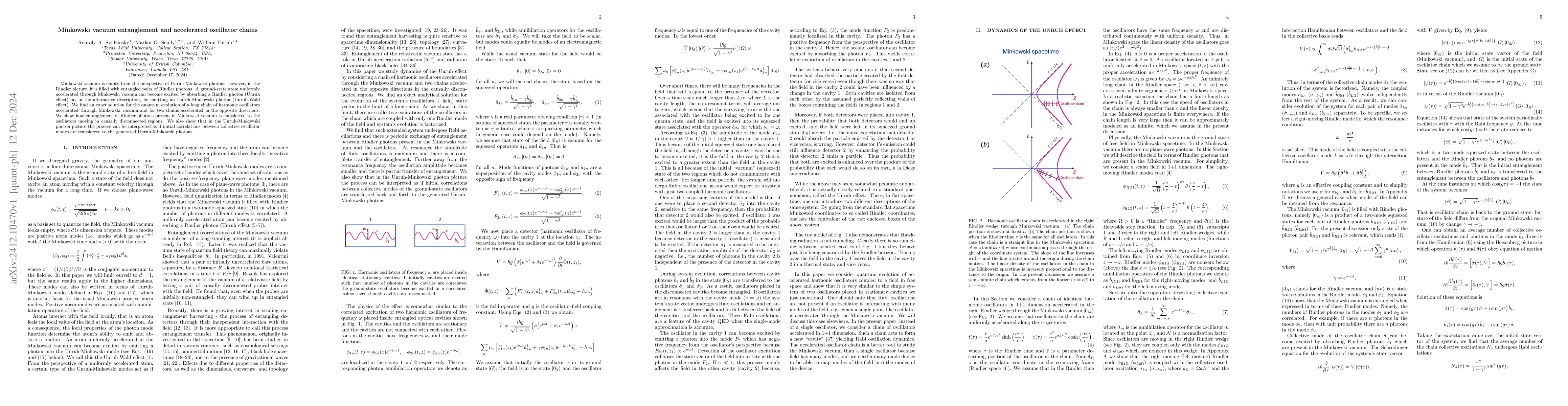 Thumbnail for Minkowski vacuum entanglement and accelerated oscillator chains