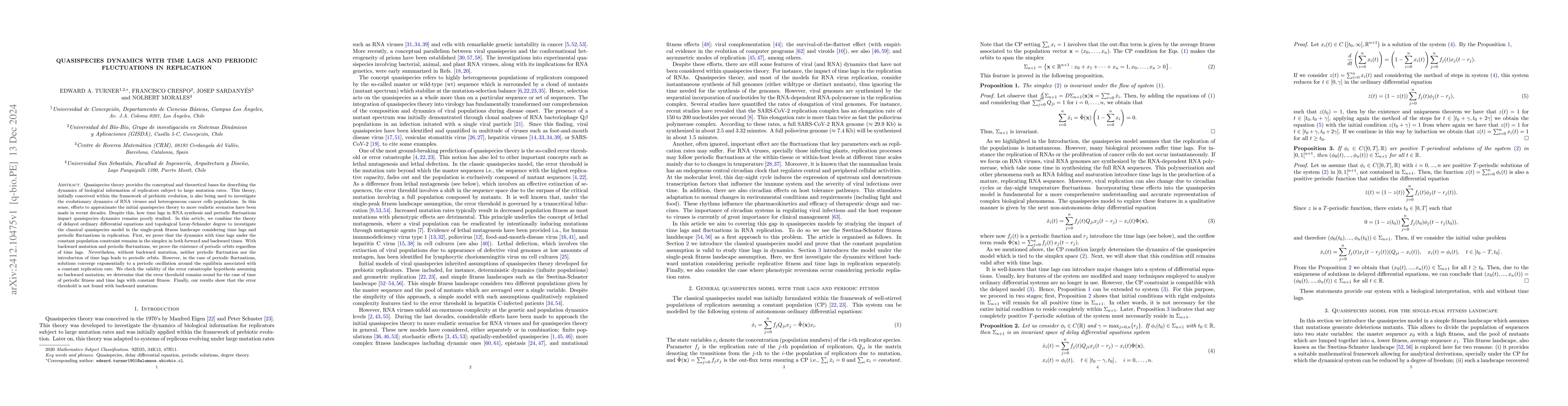 Thumbnail for Quasispecies dynamics with time lags and periodic fluctuations in
  replication