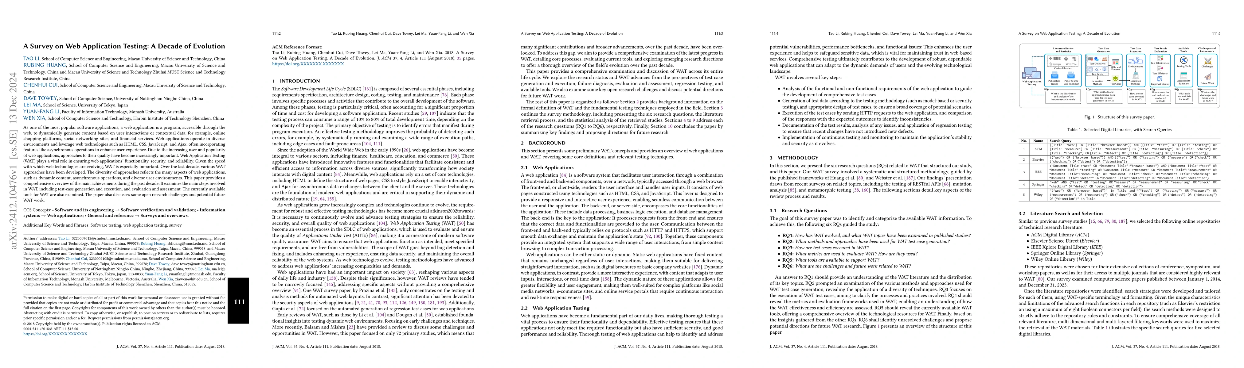 Thumbnail for A Survey on Web Application Testing: A Decade of Evolution