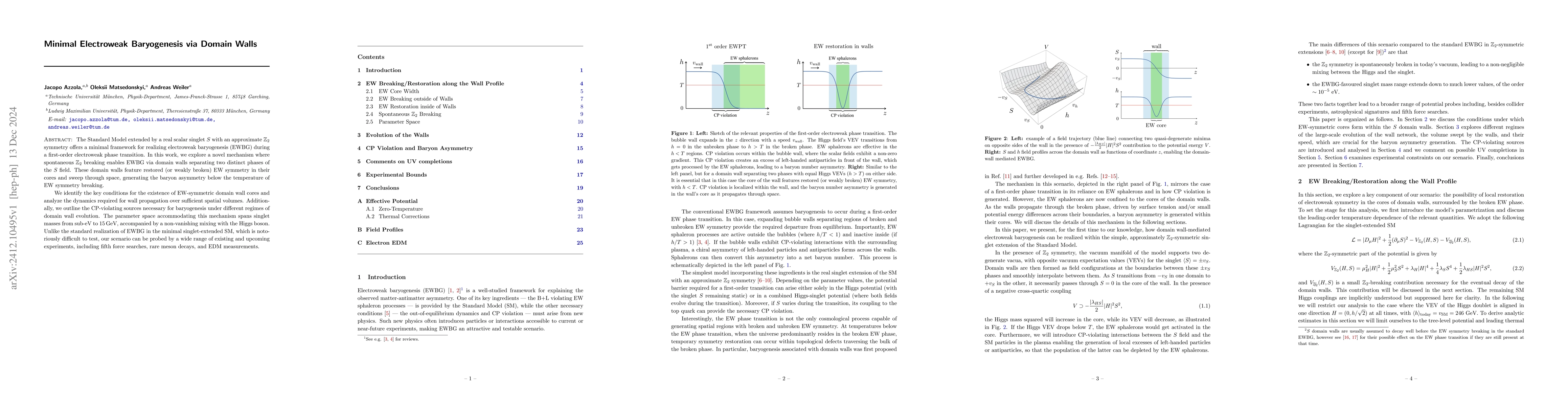 Thumbnail for Minimal Electroweak Baryogenesis via Domain Walls