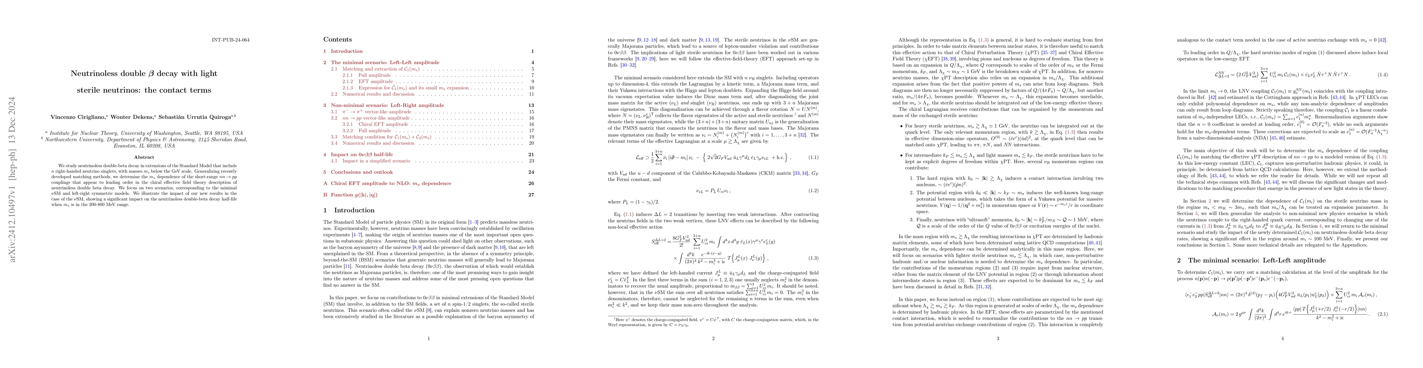 Thumbnail for Neutrinoless double beta decay with light sterile neutrinos: the contact
  terms