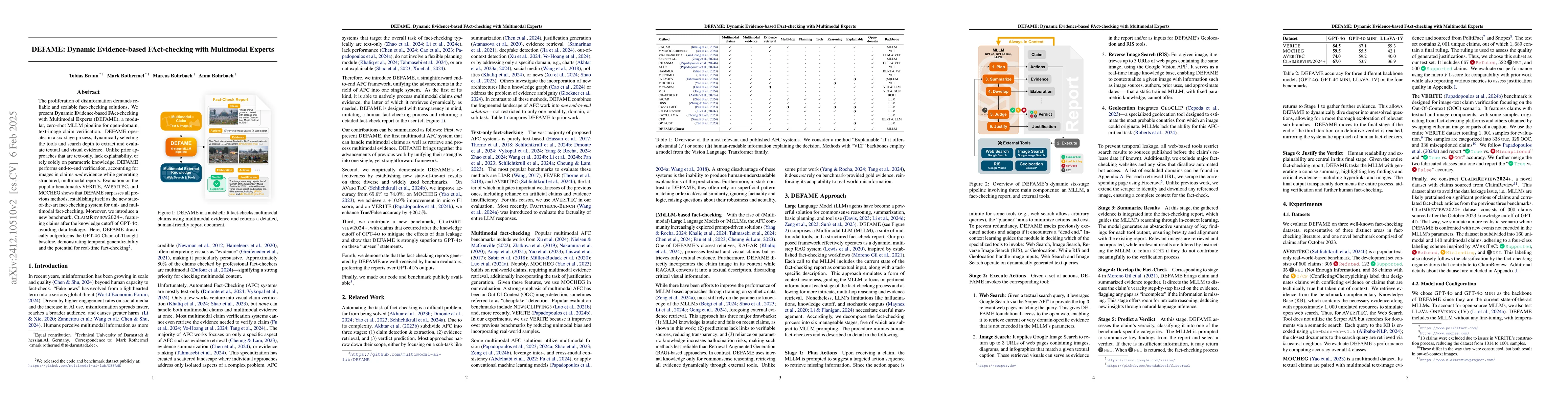 Thumbnail for DEFAME: Dynamic Evidence-based FAct-checking with Multimodal Experts