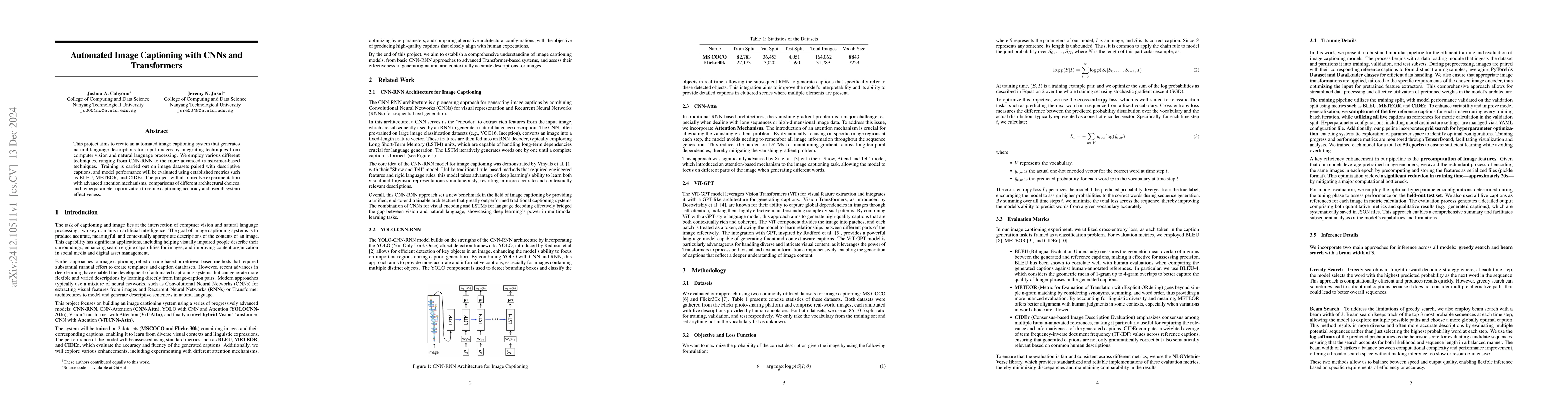 Thumbnail for Automated Image Captioning with CNNs and Transformers