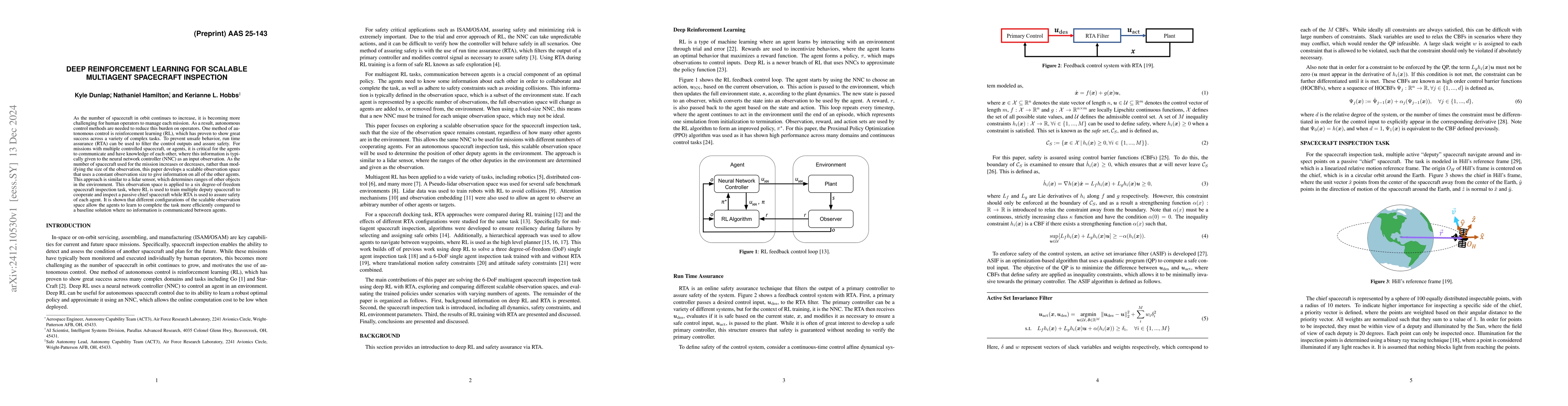 Thumbnail for Deep Reinforcement Learning for Scalable Multiagent Spacecraft
  Inspection