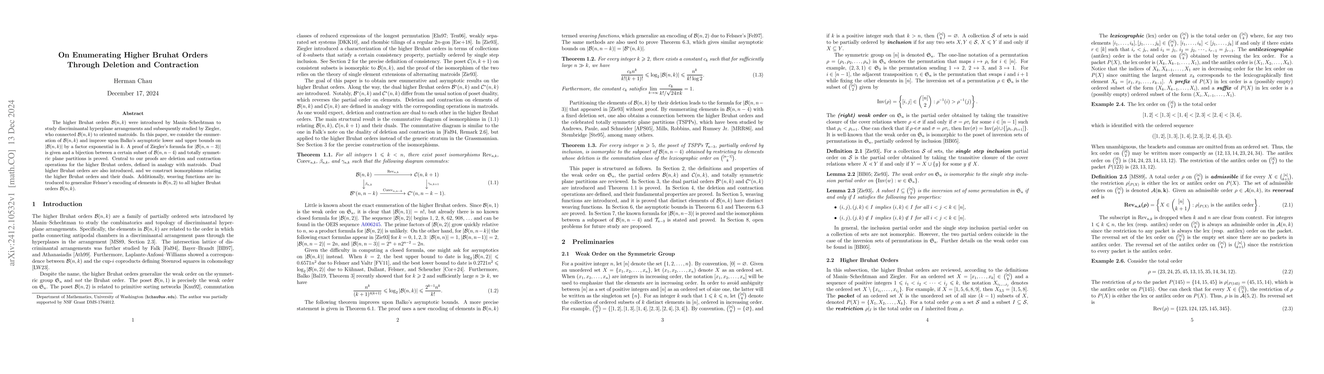 Thumbnail for On Enumerating Higher Bruhat Orders Through Deletion and Contraction