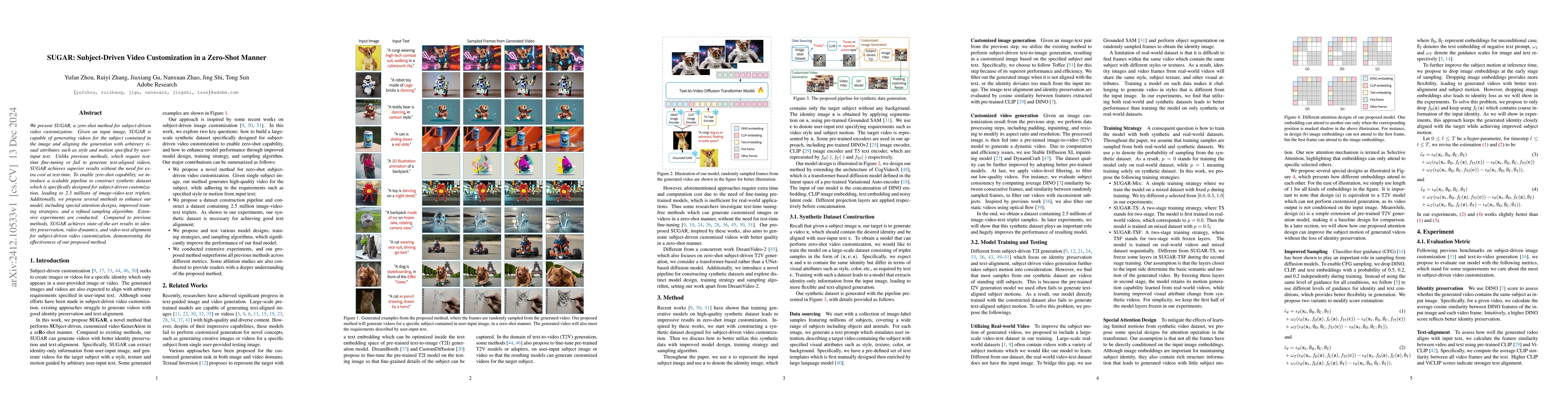 Thumbnail for SUGAR: Subject-Driven Video Customization in a Zero-Shot Manner