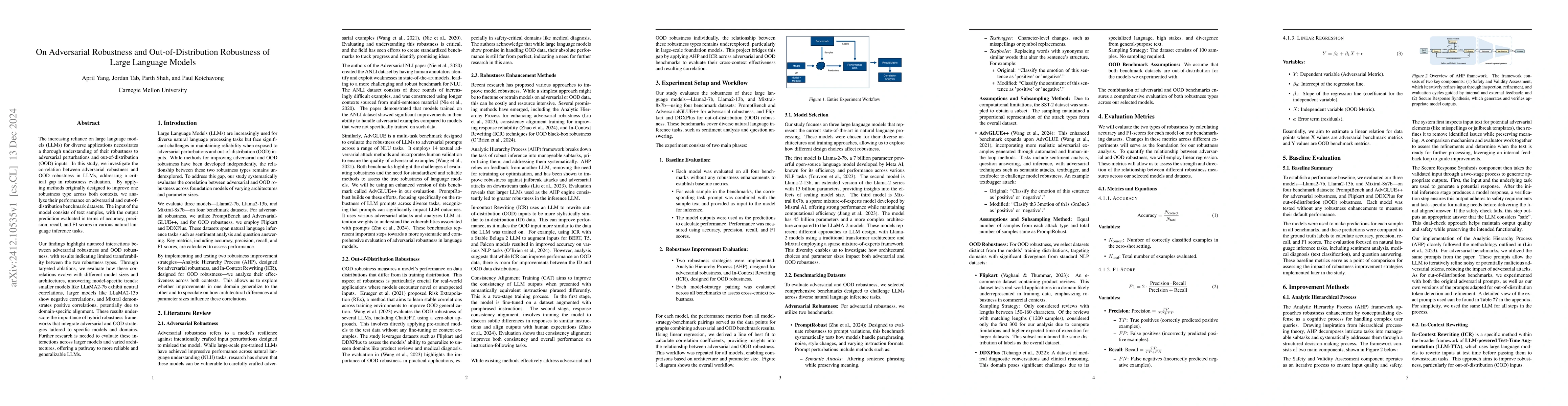 Thumbnail for On Adversarial Robustness and Out-of-Distribution Robustness of Large
  Language Models