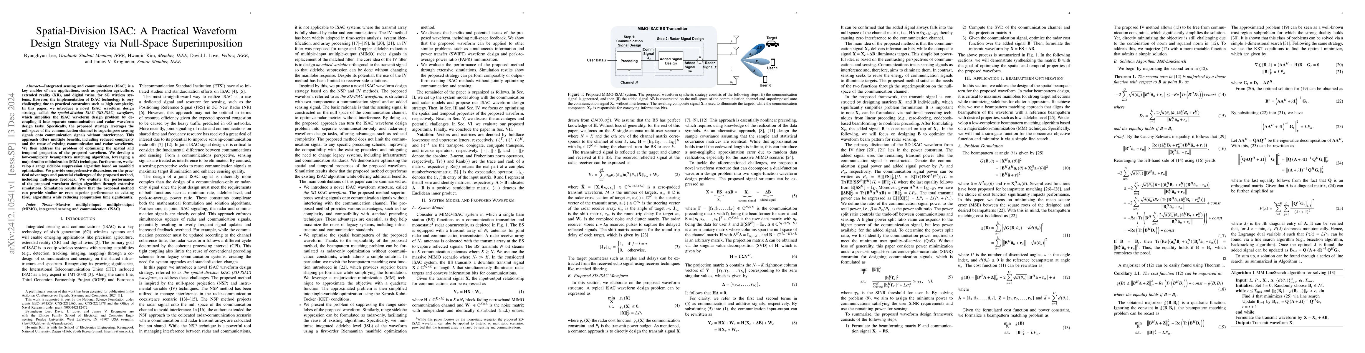 Thumbnail for Spatial-Division ISAC: A Practical Waveform Design Strategy via
  Null-Space Superimposition