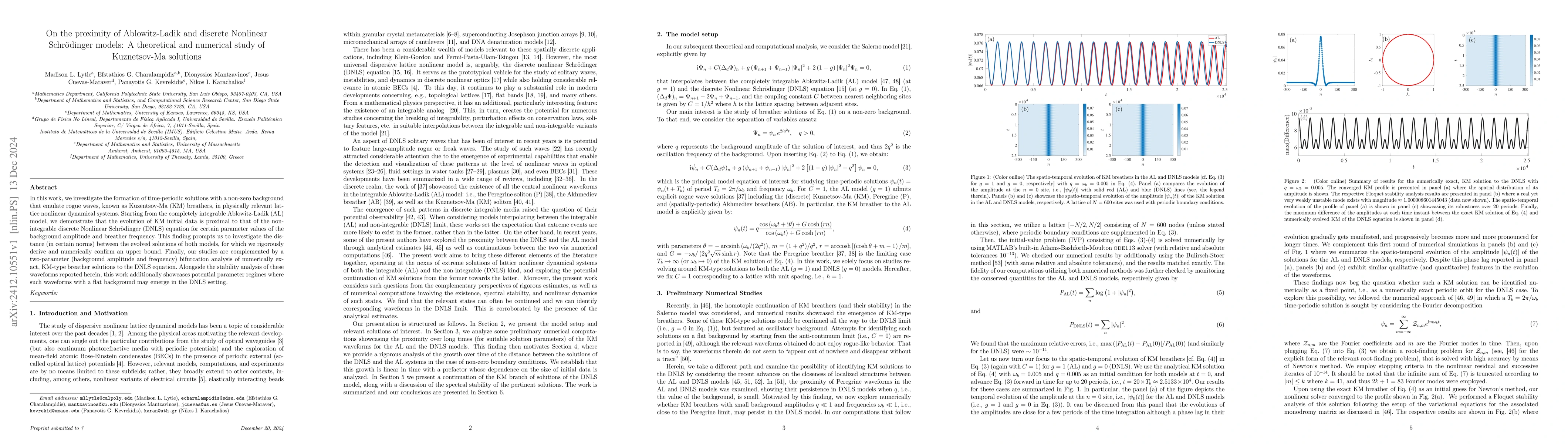 Thumbnail for On the proximity of Ablowitz-Ladik and discrete Nonlinear Schrödinger
  models: A theoretical and numerical study of Kuznetsov-Ma solutions
