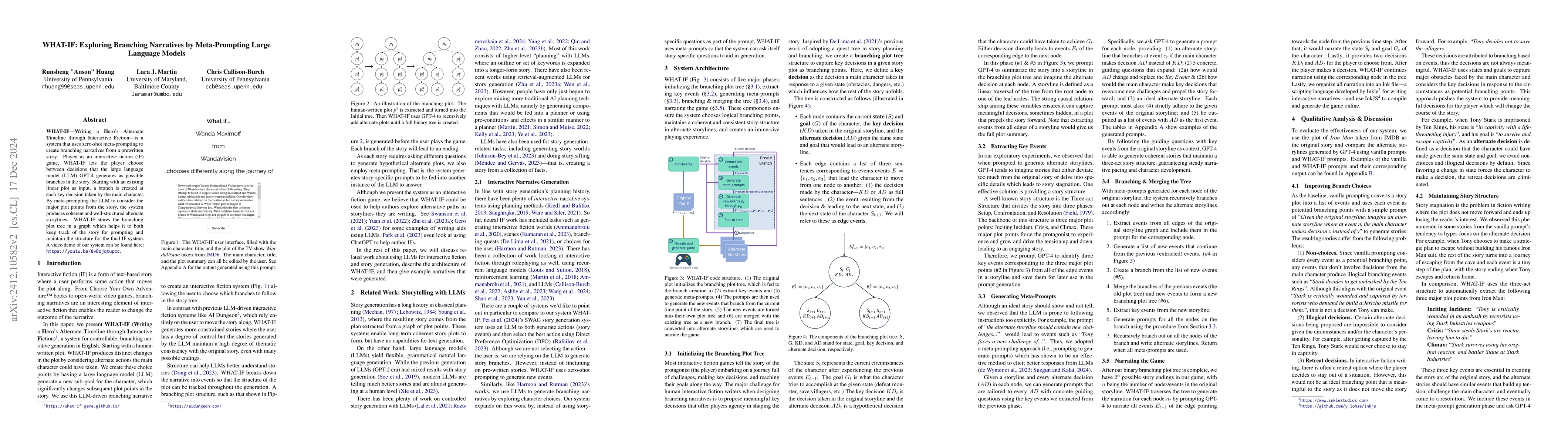 Thumbnail for WHAT-IF: Exploring Branching Narratives by Meta-Prompting Large Language
  Models