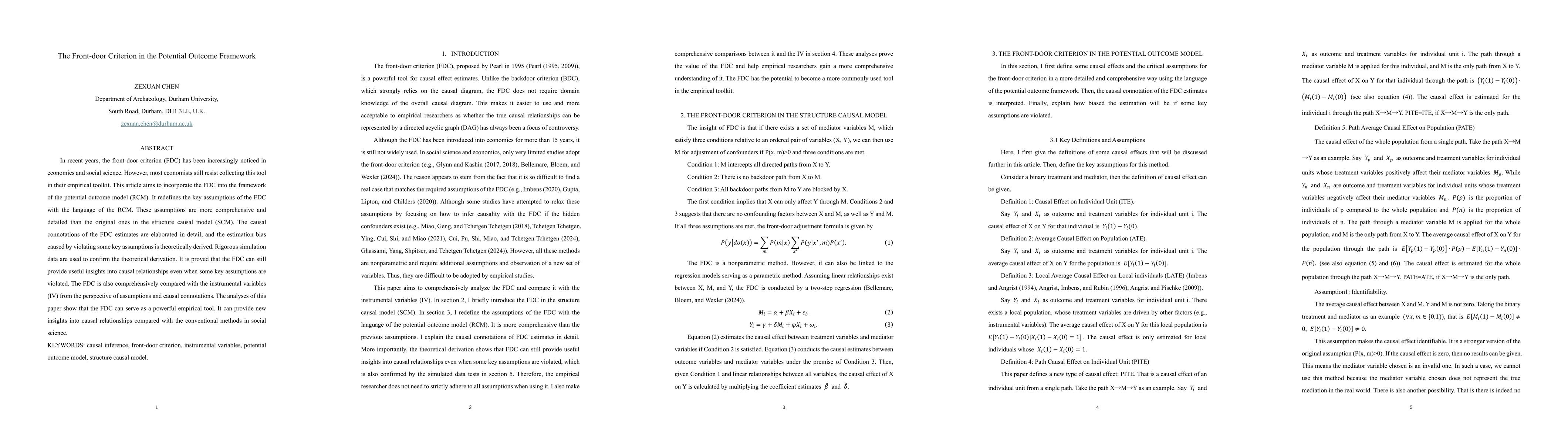 Thumbnail for The Front-door Criterion in the Potential Outcome Framework