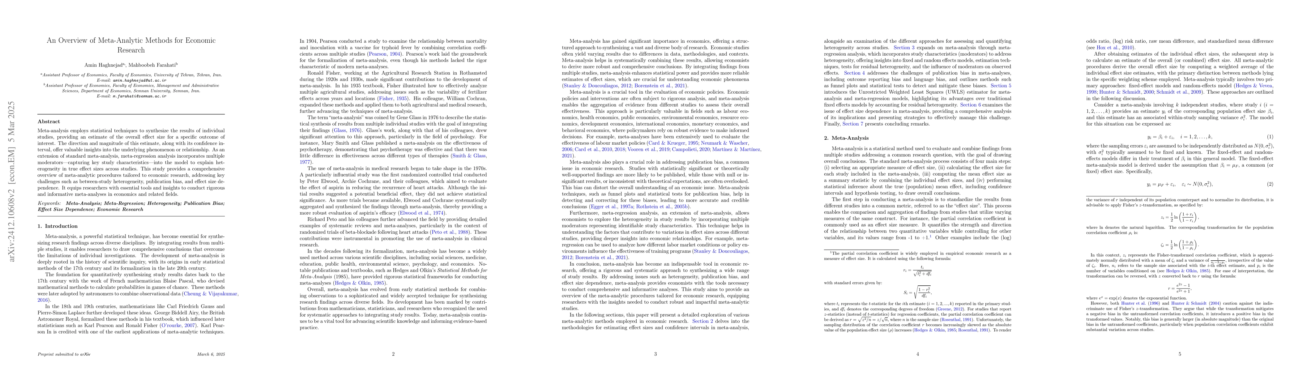 Thumbnail for An overview of meta-analytic methods for economic research