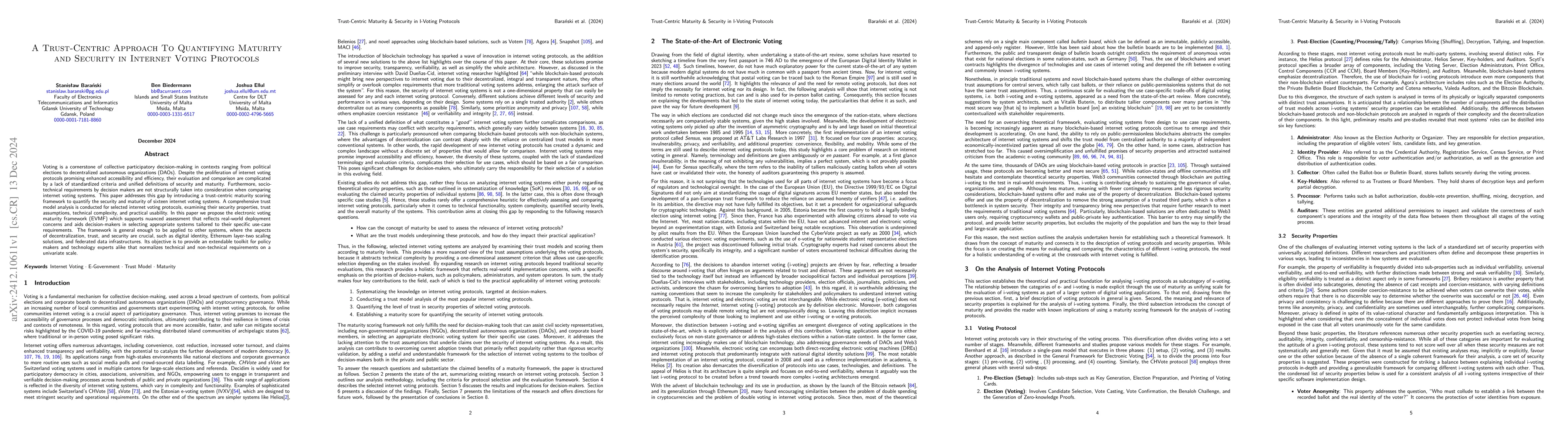 Thumbnail for A Trust-Centric Approach To Quantifying Maturity and Security in
  Internet Voting Protocols