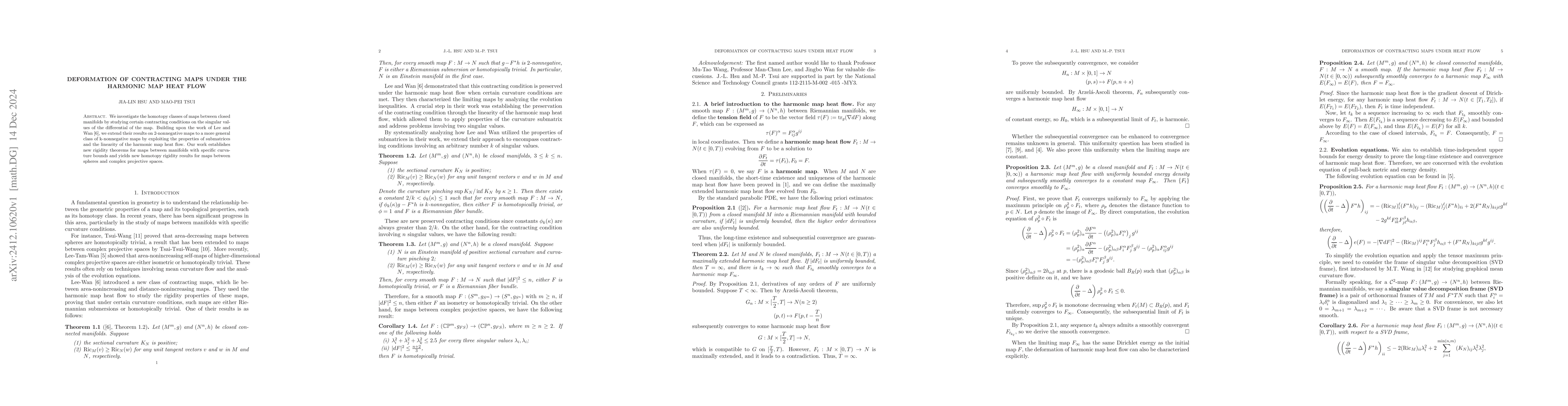 Thumbnail for Deformation of contracting maps under the harmonic map heat flow