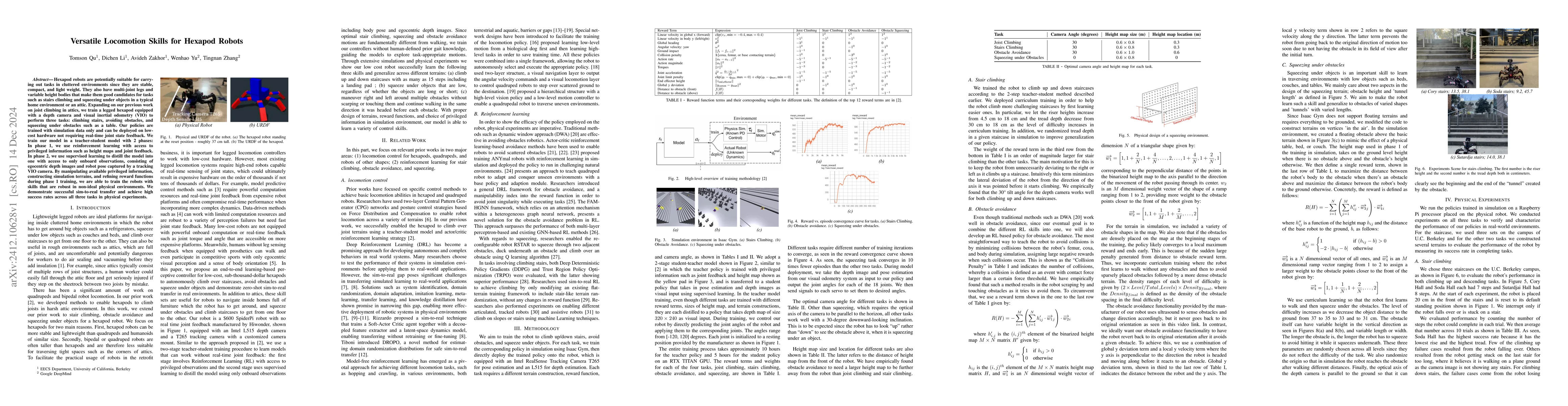 Thumbnail for Versatile Locomotion Skills for Hexapod Robots