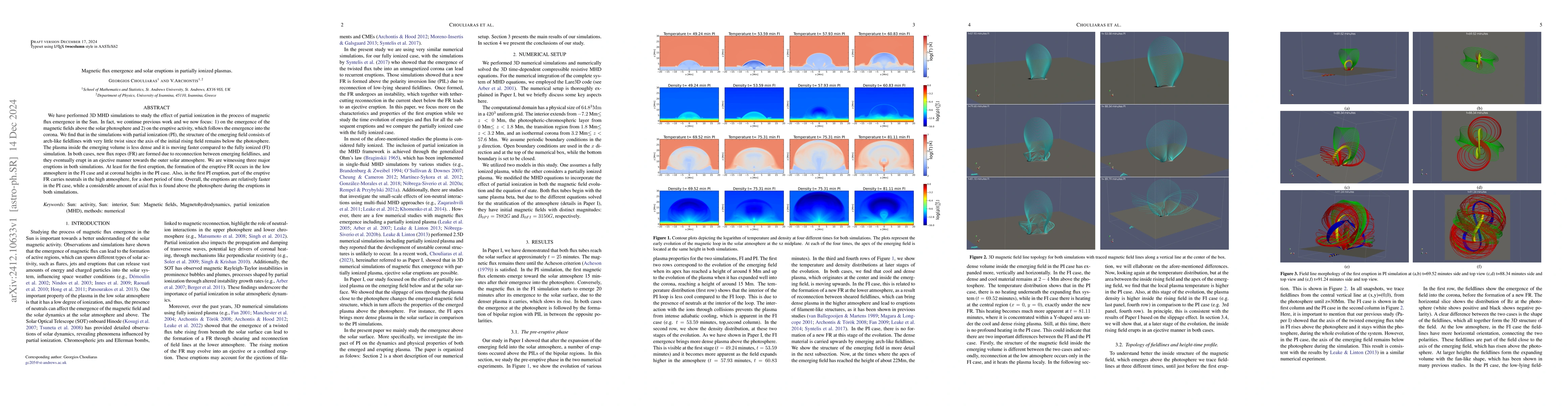 Thumbnail for Magnetic flux emergence and solar eruptions in partially ionized plasmas
