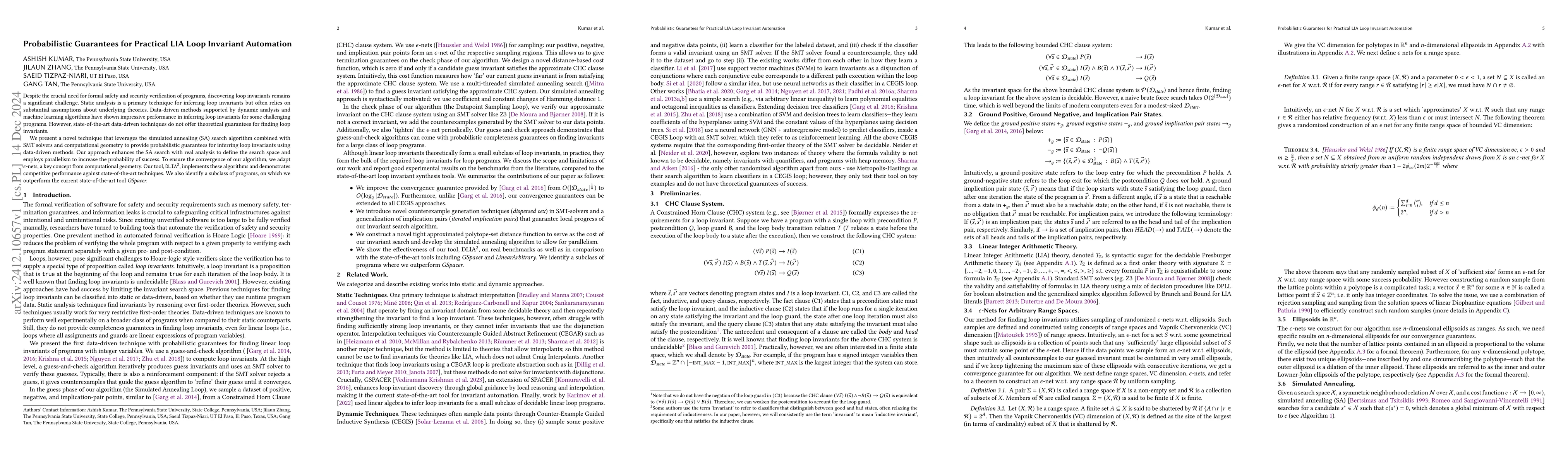 Thumbnail for Probabilistic Guarantees for Practical LIA Loop Invariant Automation