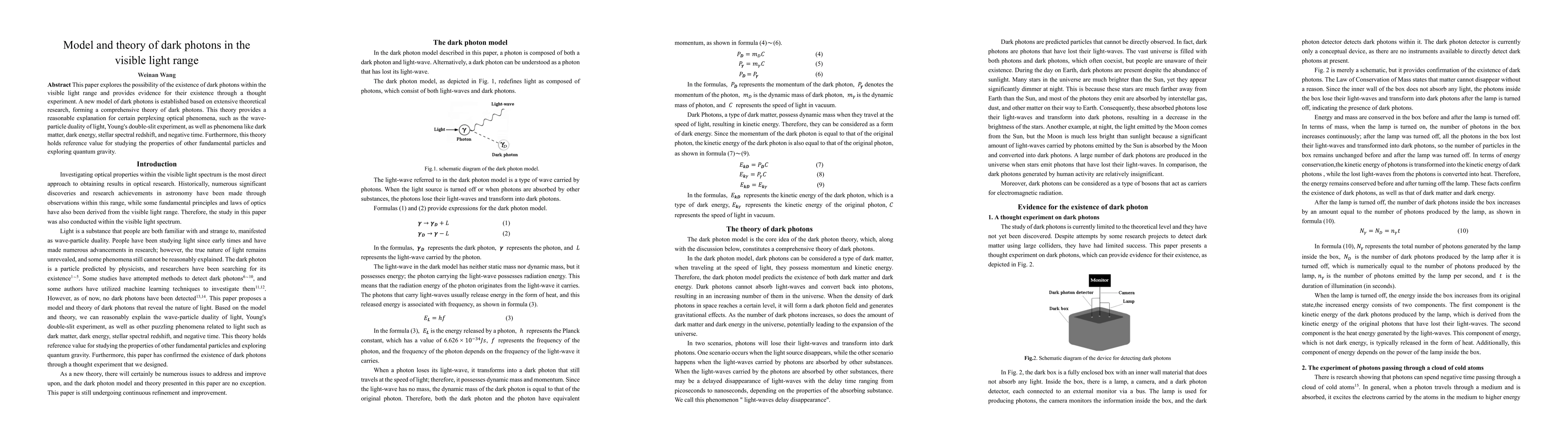 Thumbnail for Model and theory of dark photons in the visible light range