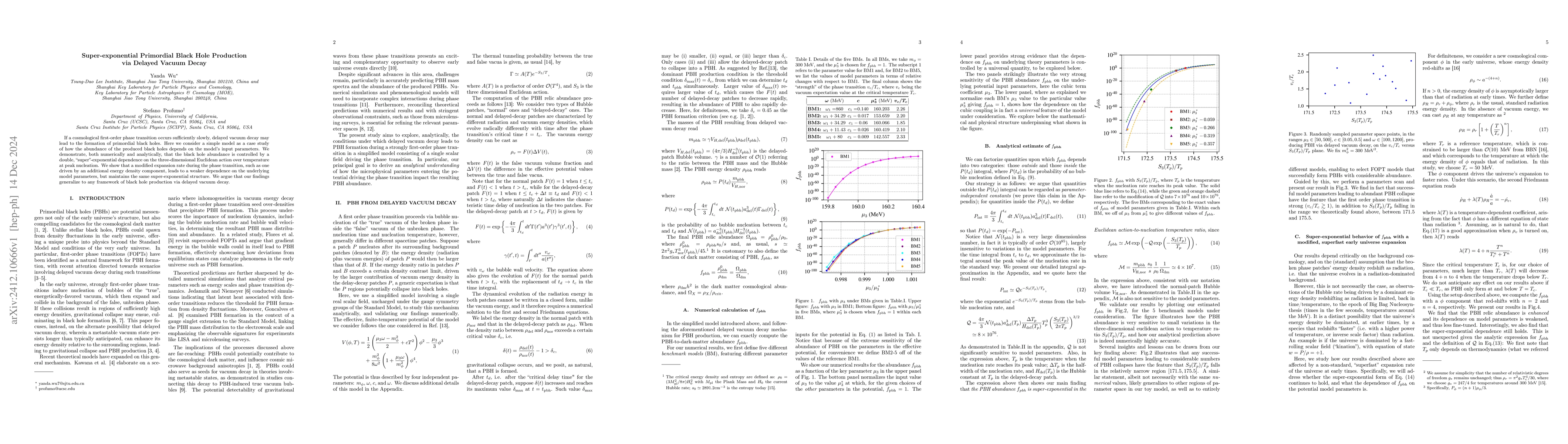 Thumbnail for Super-exponential Primordial Black Hole Production via Delayed Vacuum
  Decay