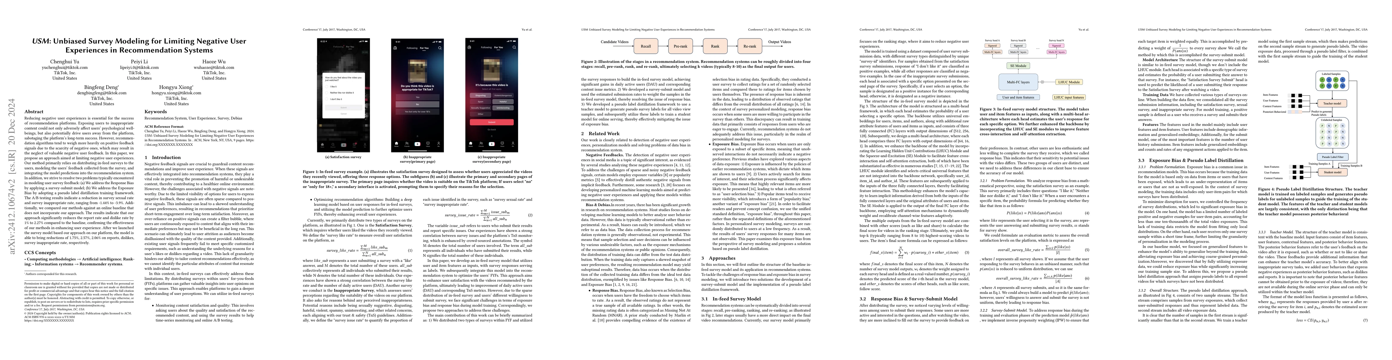 Thumbnail for USM: Unbiased Survey Modeling for Limiting Negative User Experiences in
  Recommendation Systems