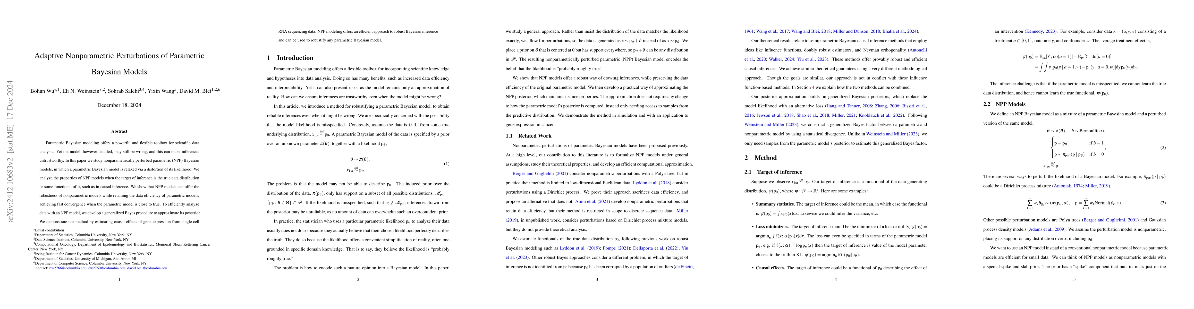 Thumbnail for Adaptive Nonparametric Perturbations of Parametric Bayesian Models