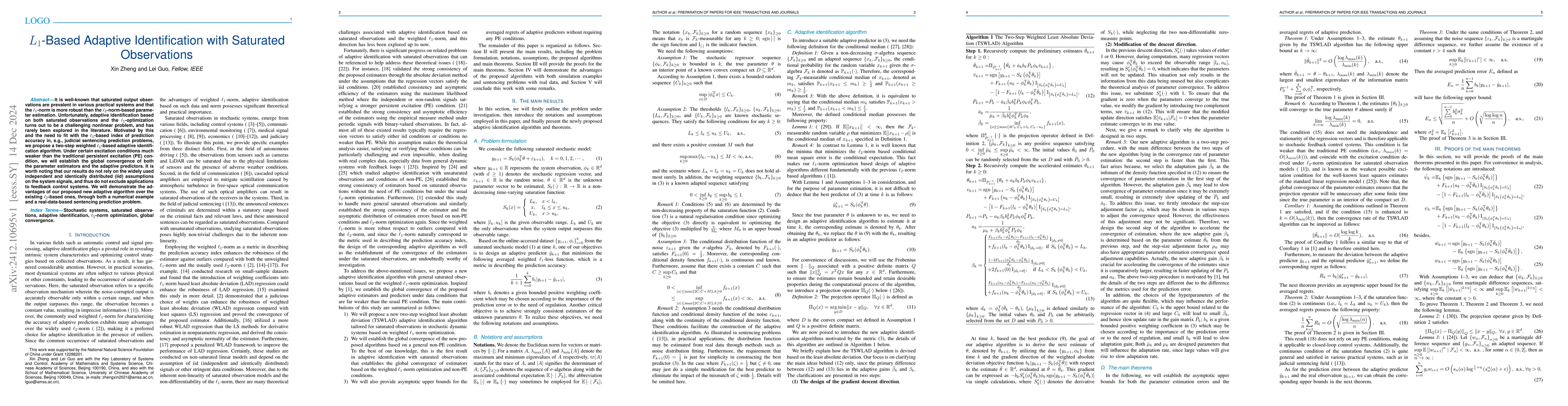 Thumbnail for $L_1$-Based Adaptive Identification with Saturated Observations