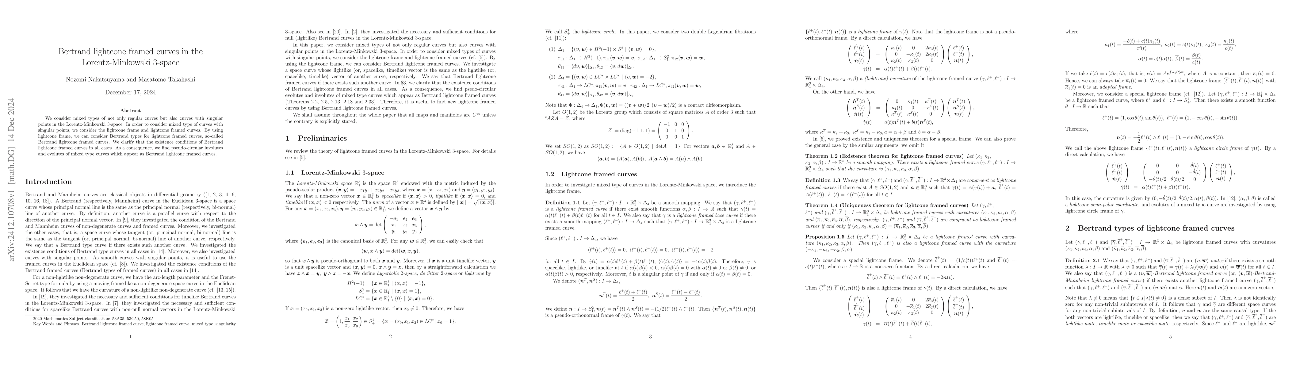Thumbnail for Bertrand lightcone framed curves in the Lorentz-Minkowski 3-space