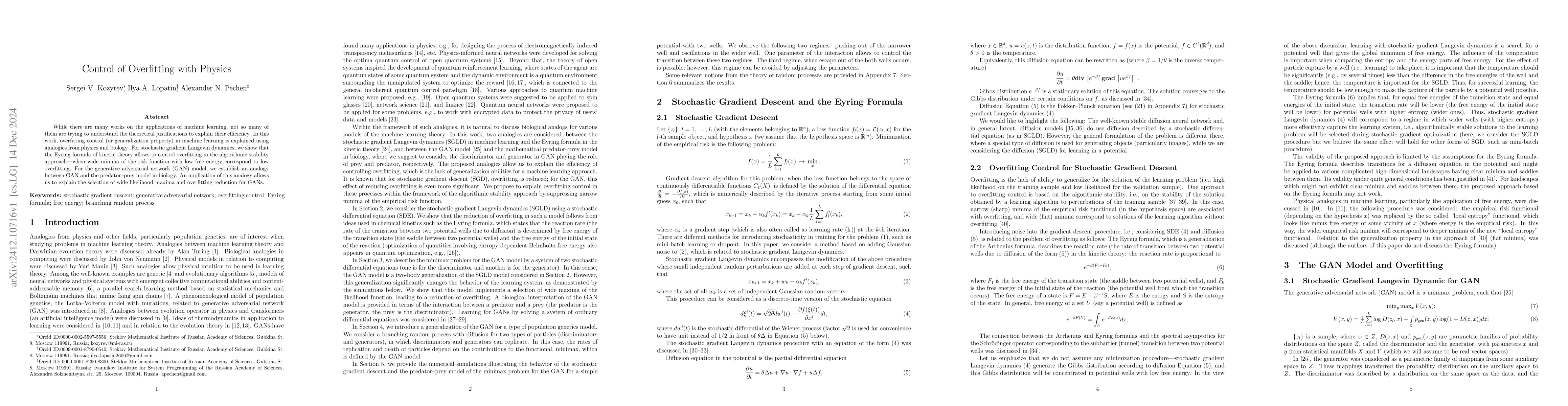Thumbnail for Control of Overfitting with Physics