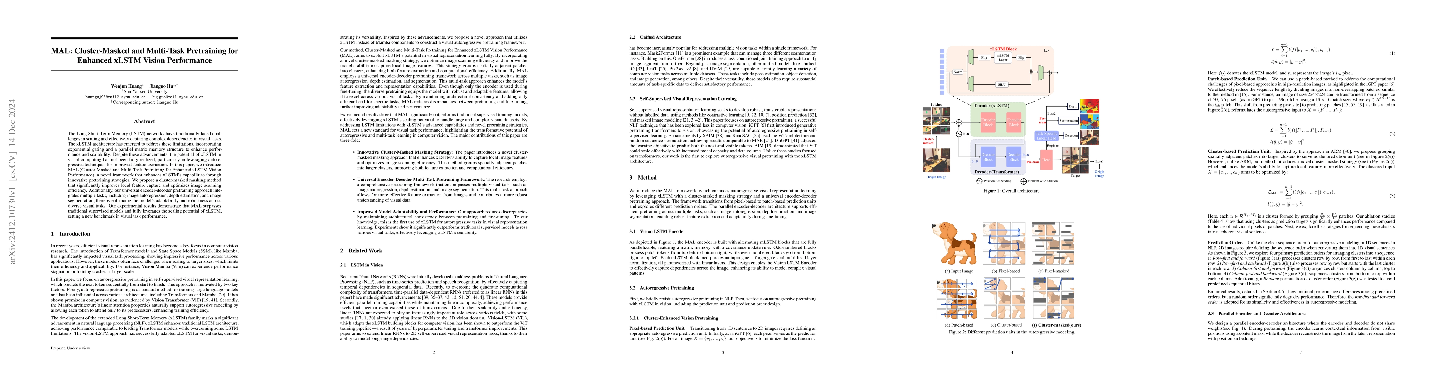 Thumbnail for MAL: Cluster-Masked and Multi-Task Pretraining for Enhanced xLSTM Vision
  Performance