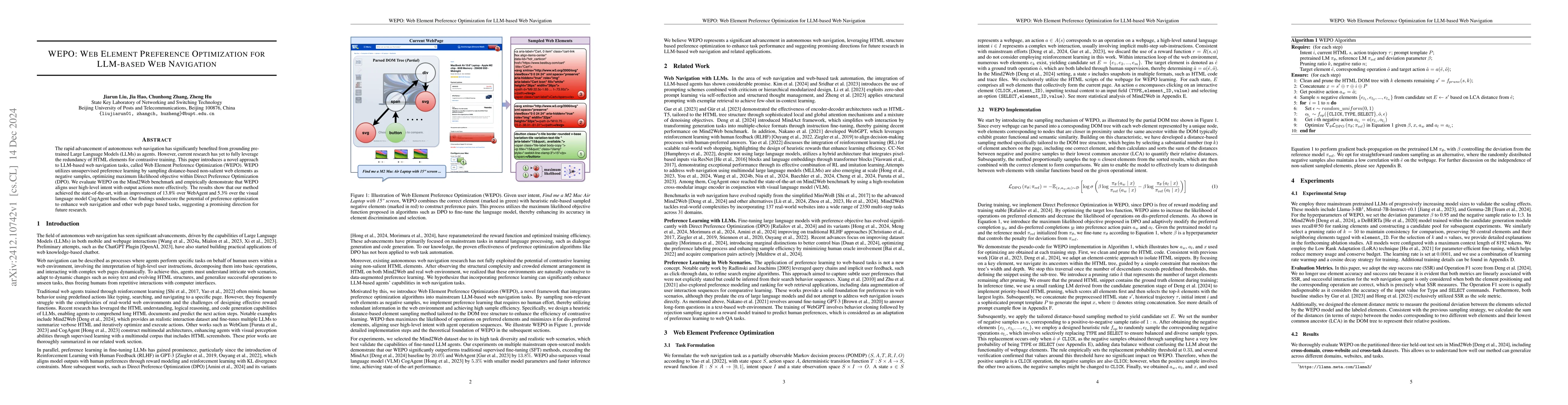 Thumbnail for WEPO: Web Element Preference Optimization for LLM-based Web Navigation