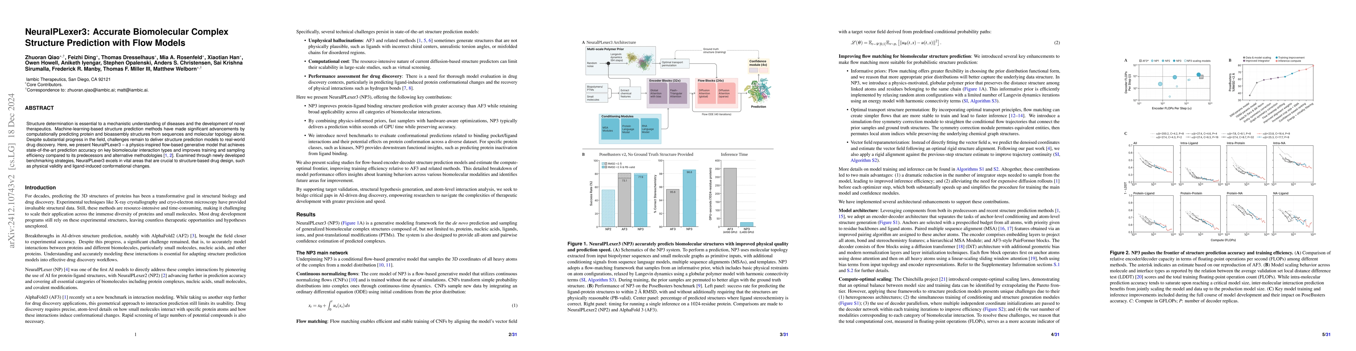 Thumbnail for NeuralPLexer3: Accurate Biomolecular Complex Structure Prediction with
  Flow Models