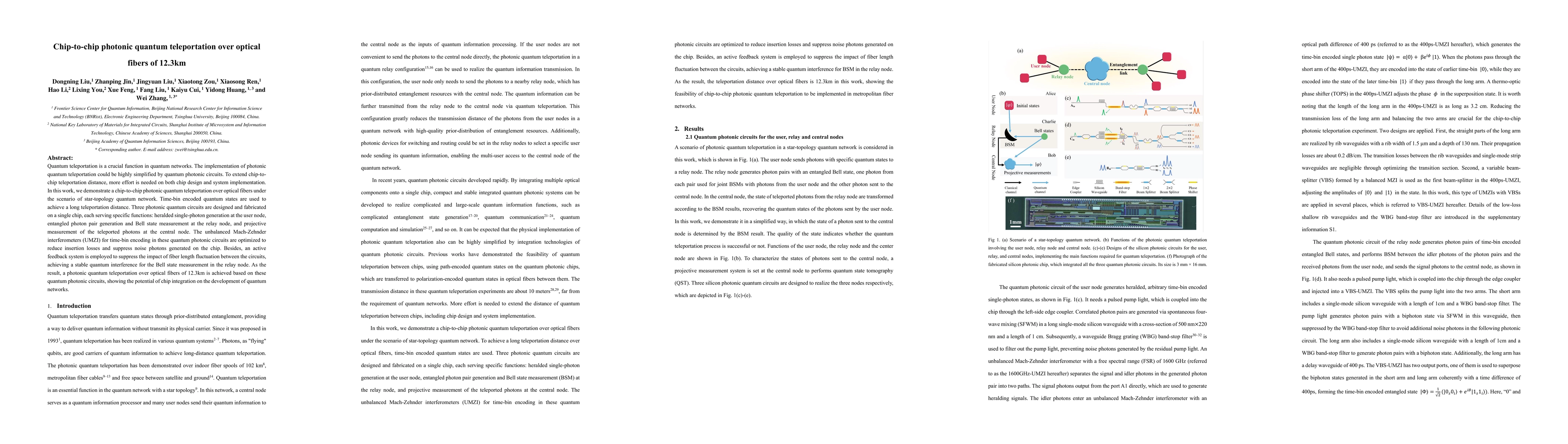 Thumbnail for Chip-to-chip photonic quantum teleportation over optical fibers of
  12.3km