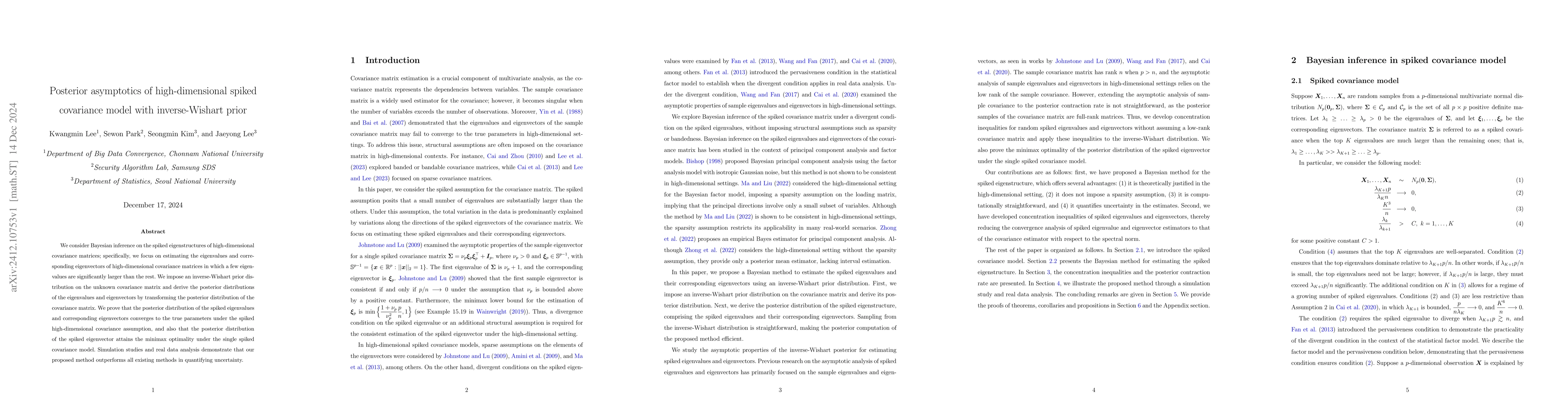 Thumbnail for Posterior asymptotics of high-dimensional spiked covariance model with
  inverse-Wishart prior