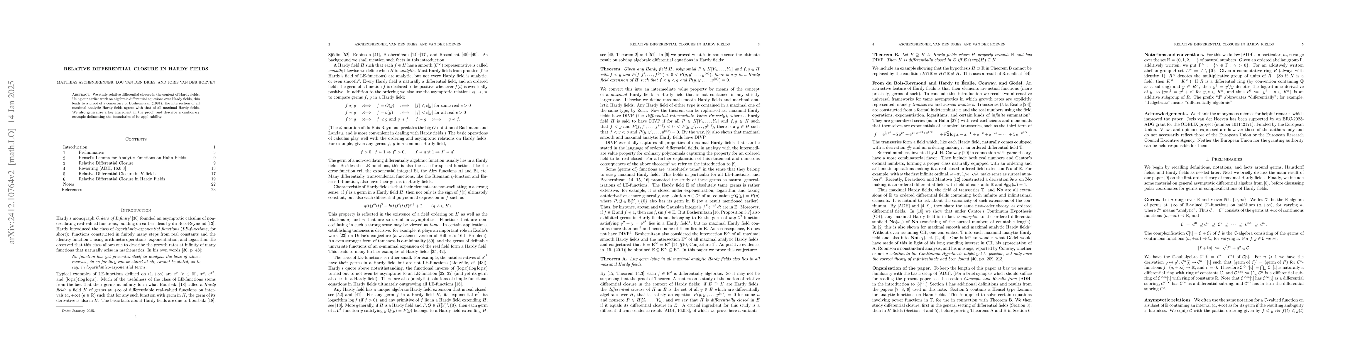 Thumbnail for Relative differential closure in Hardy fields