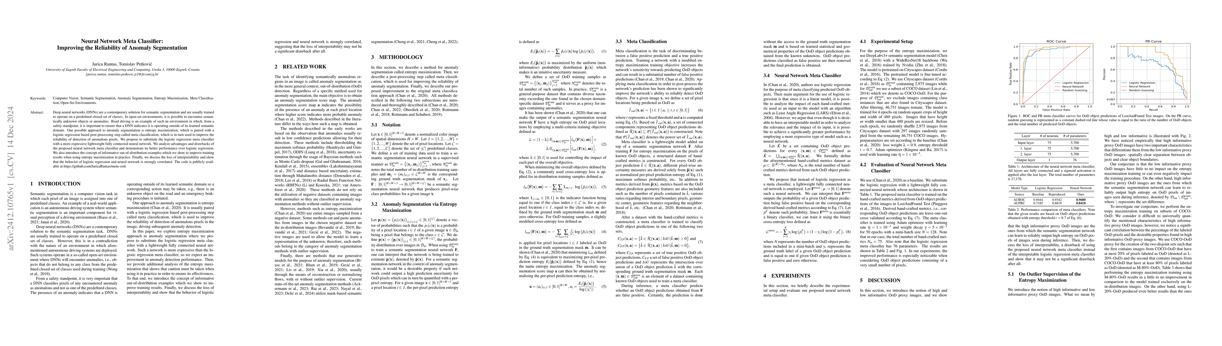 Thumbnail for Neural Network Meta Classifier: Improving the Reliability of Anomaly
  Segmentation