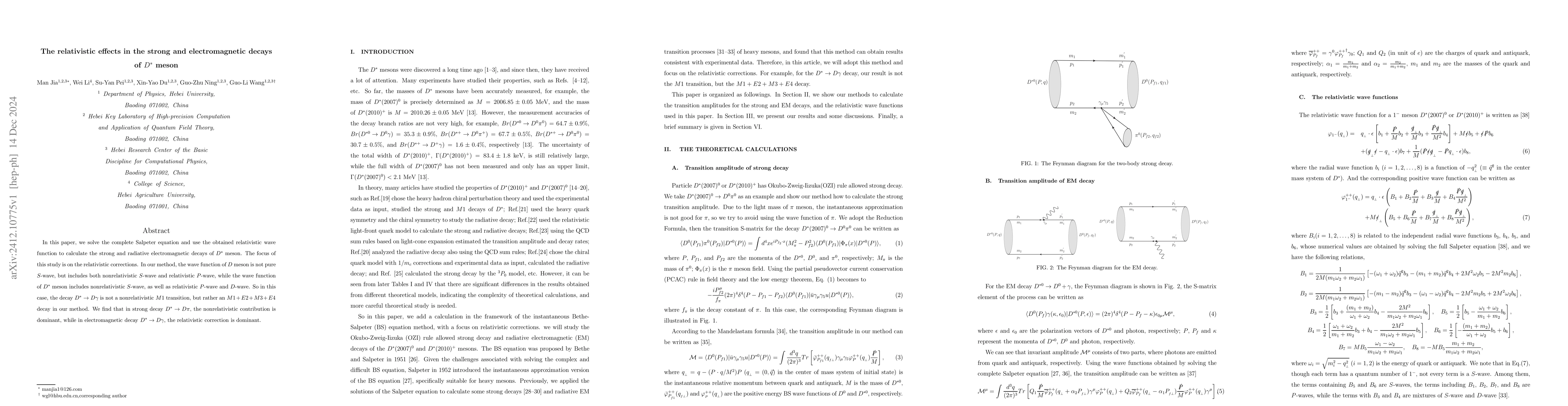 Thumbnail for The relativistic effects in the strong and electromagnetic decays of
  ${D^*}$ meson