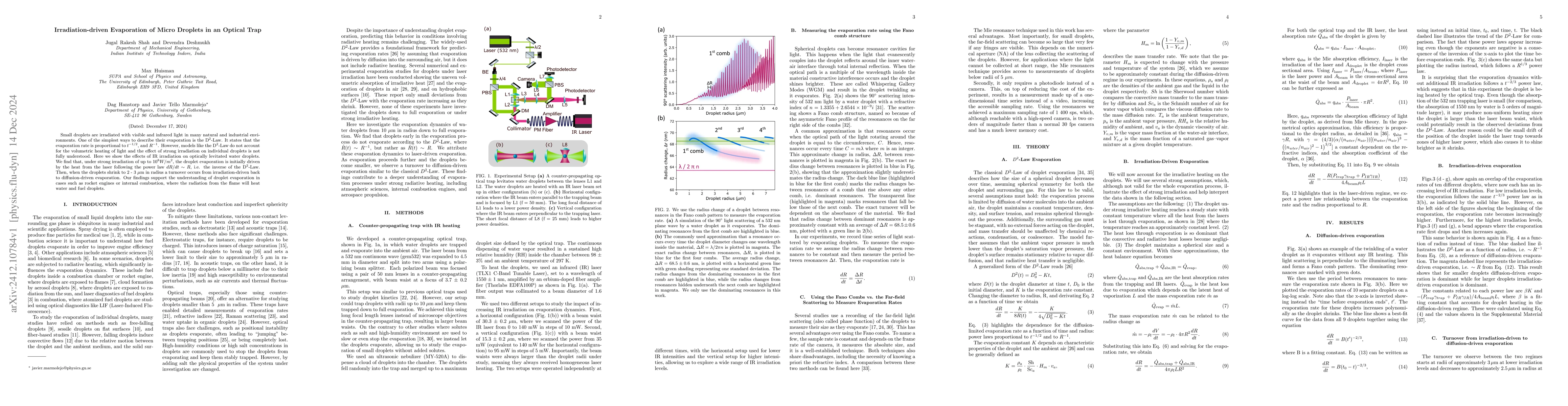 Thumbnail for Irradiation-driven Evaporation of Micro Droplets in an Optical Trap