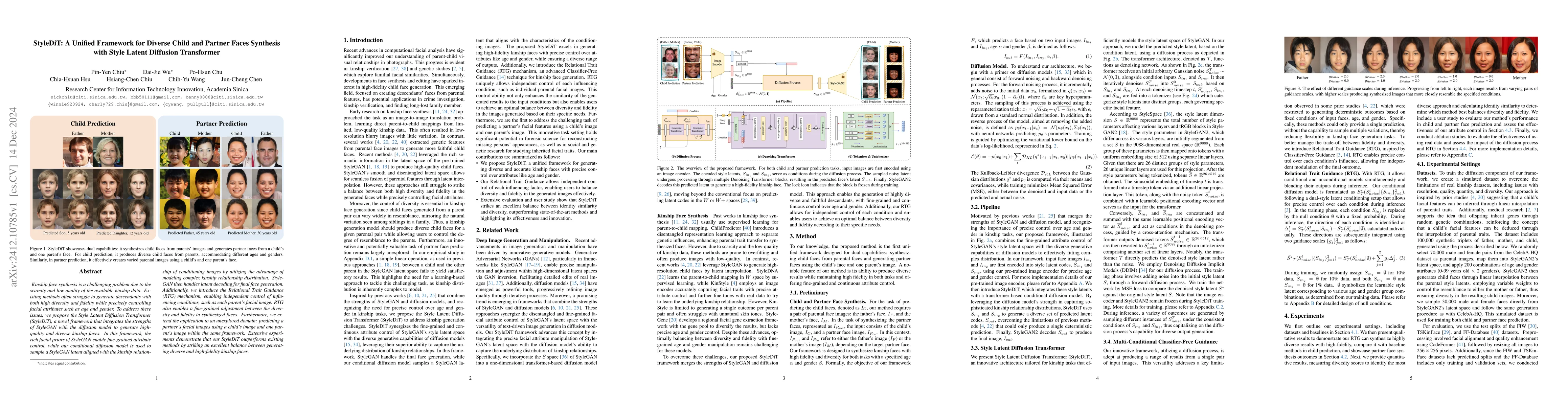 Thumbnail for StyleDiT: A Unified Framework for Diverse Child and Partner Faces
  Synthesis with Style Latent Diffusion Transformer