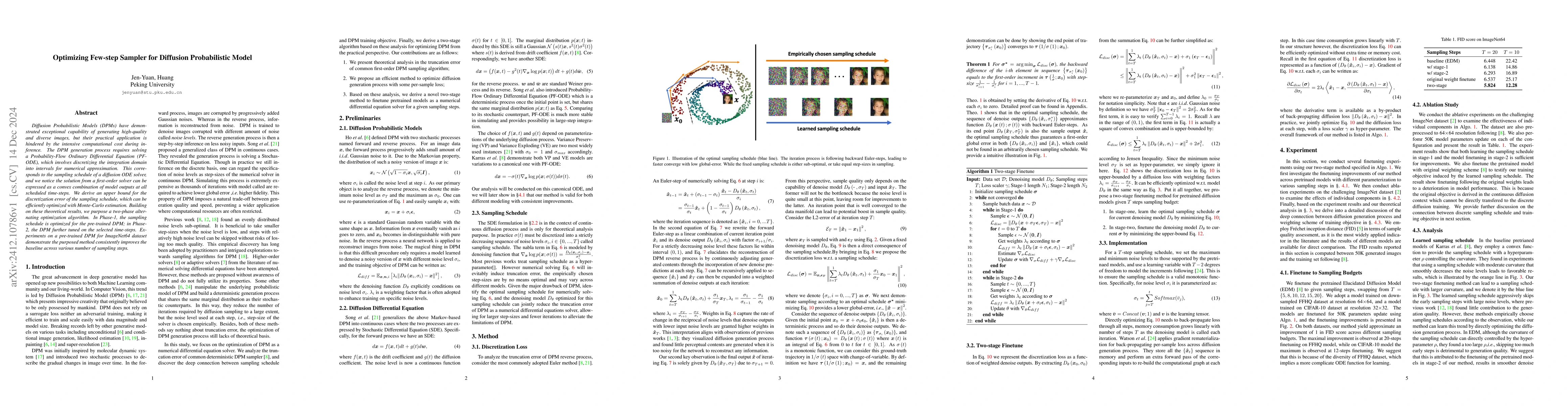 Thumbnail for Optimizing Few-Step Sampler for Diffusion Probabilistic Model